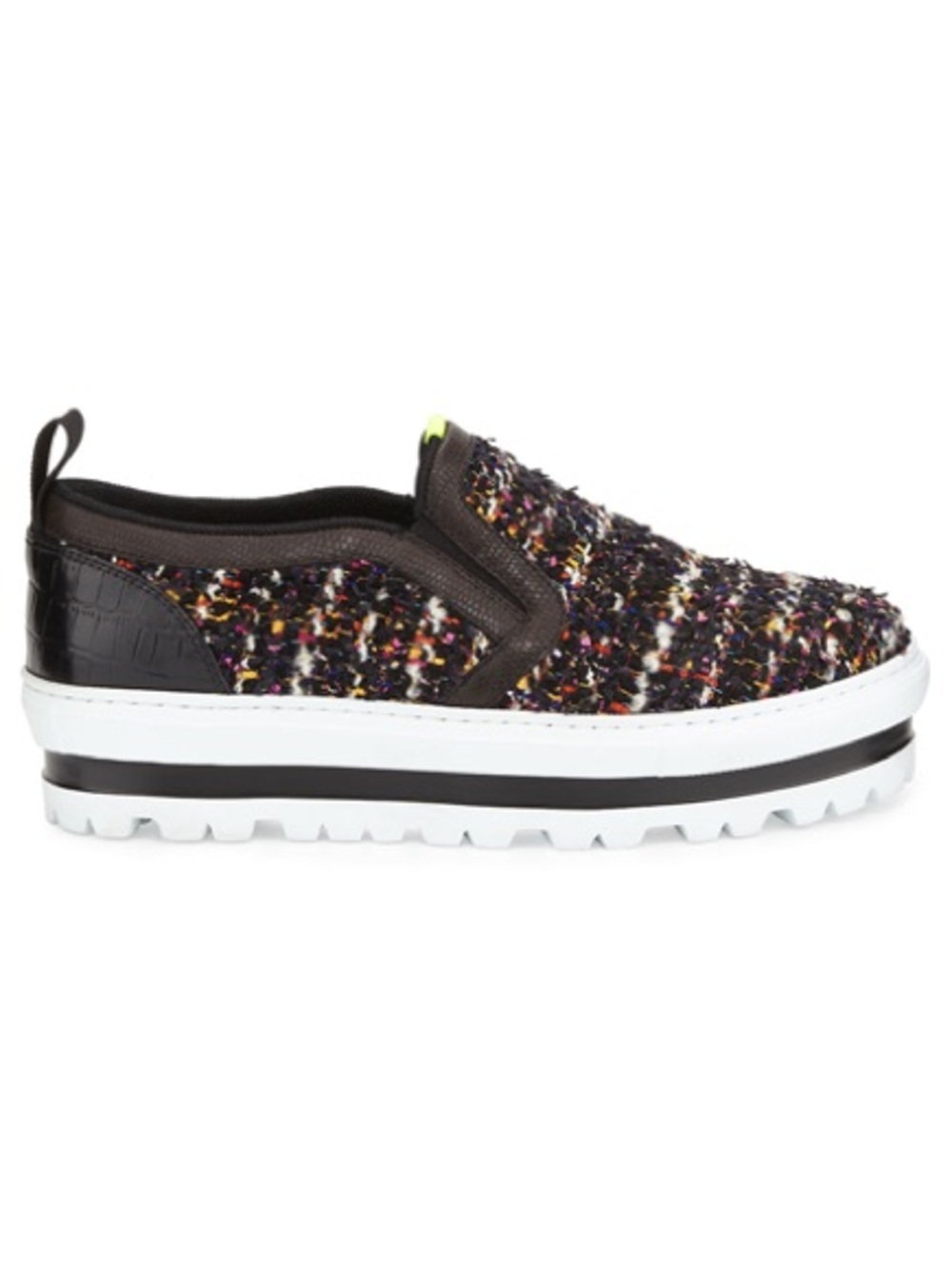 MSGM Black Tweed Slip-On Sneakers with Multicolor Accents